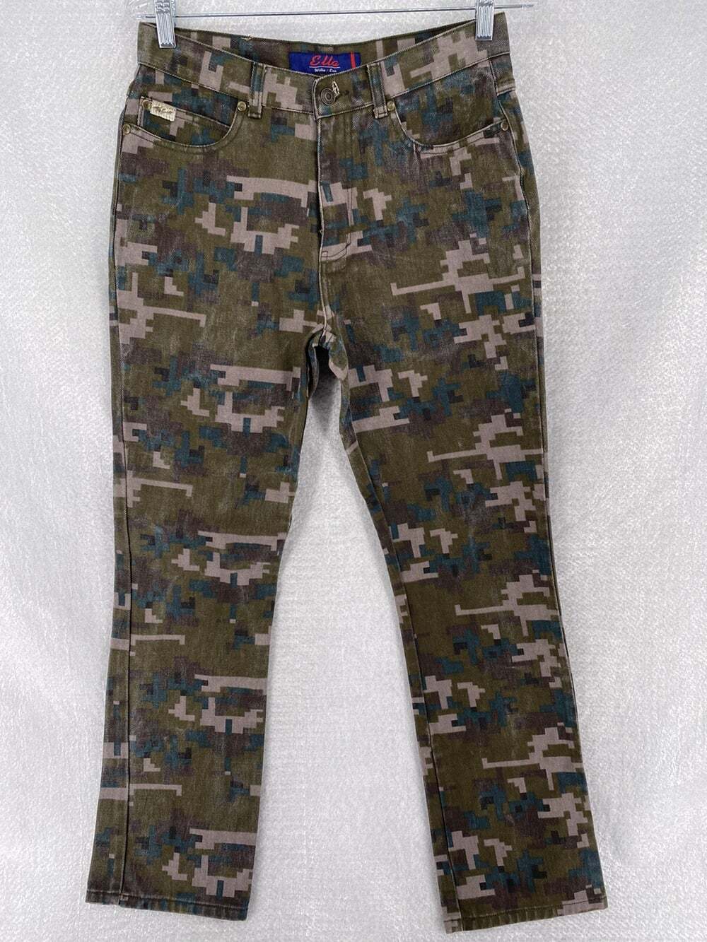 Ella Willie + Esco Pixel Camo Relaxed Straight Leg Dungarees Women’s Size 9